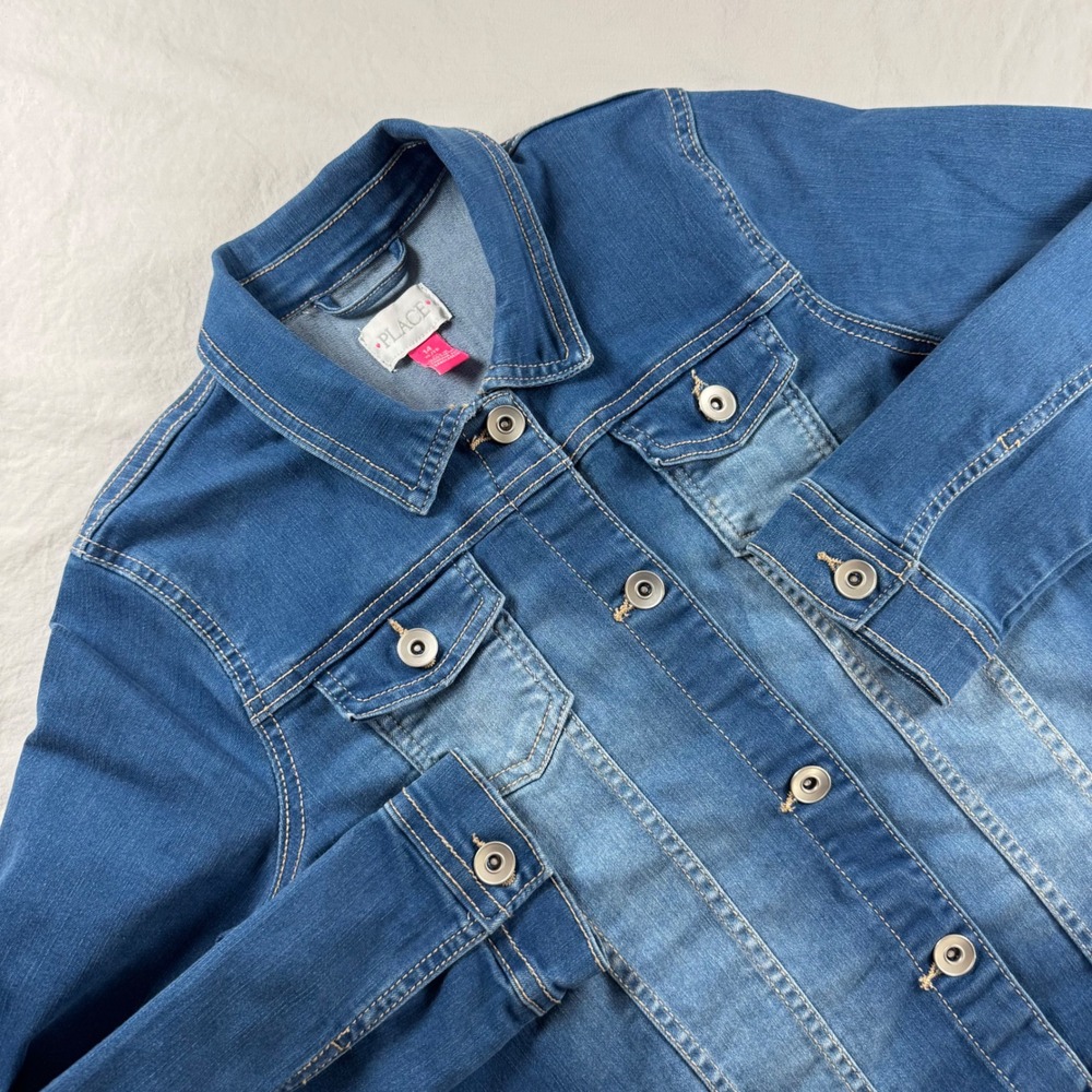 The Children's Place Girl's Size 14 Blue Sandblasted Stretch Denim Jacket